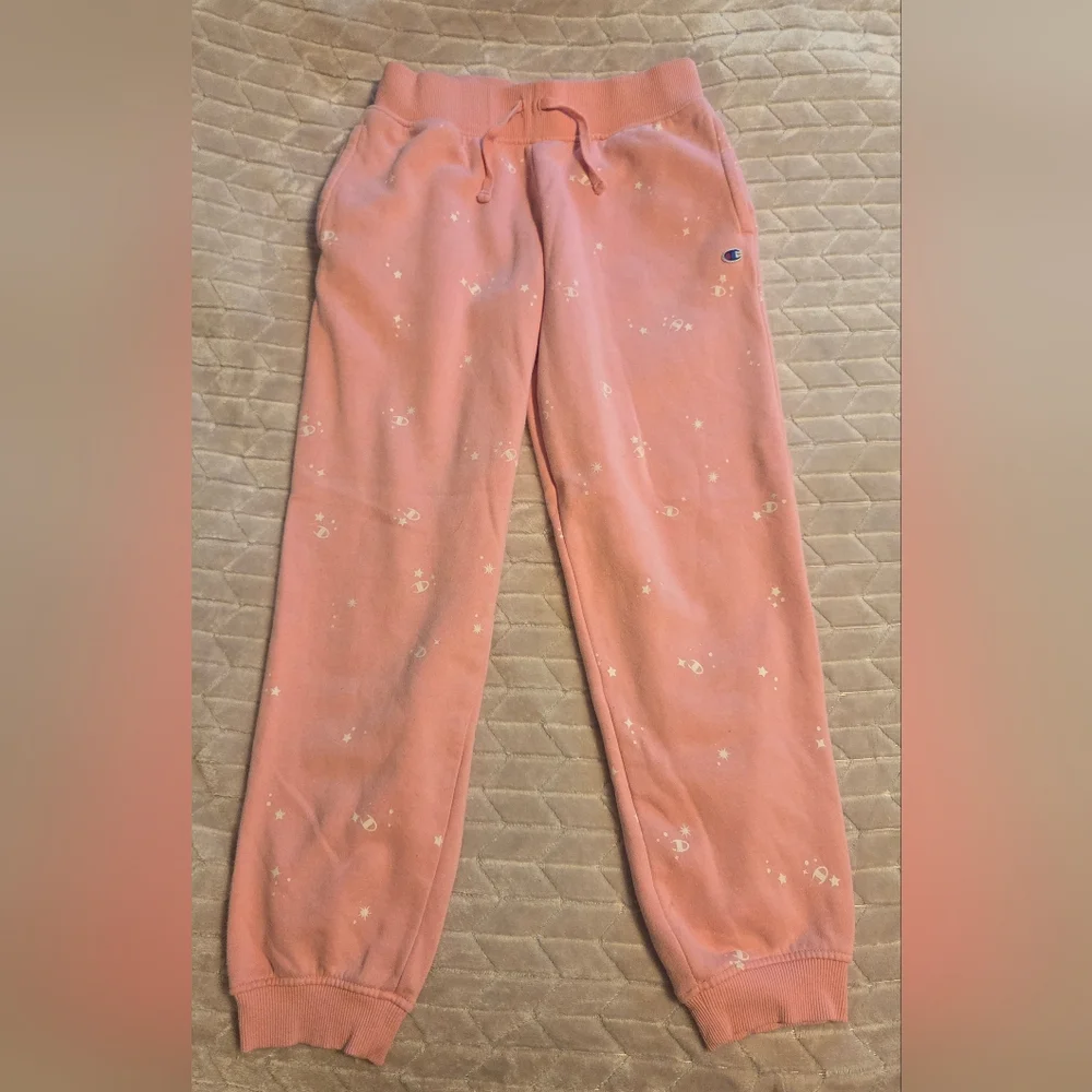 Champion Kids Pink Sweatpants Girls Size L - Picture 1 of 8